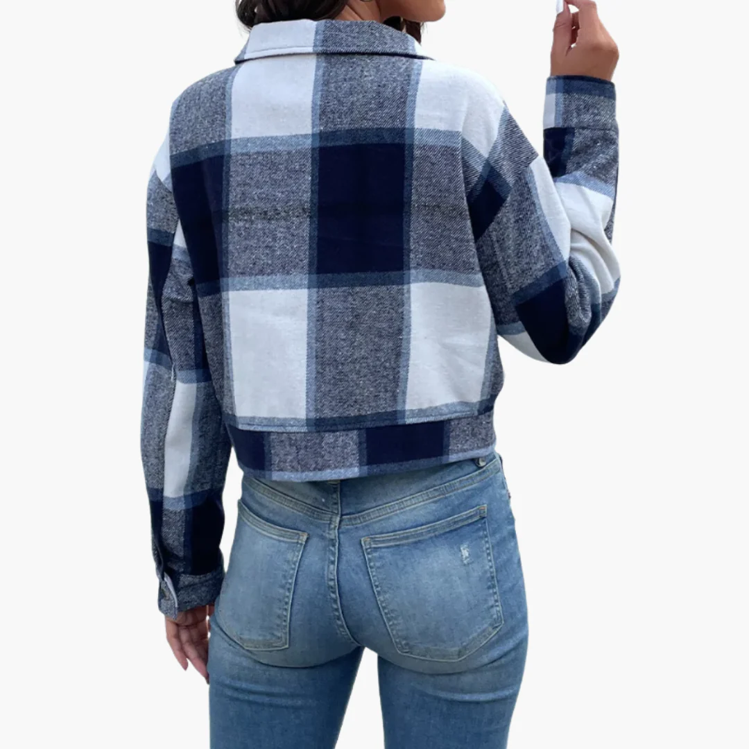 Damen Karierte Jacke mit Knopfverschluss - Image 7