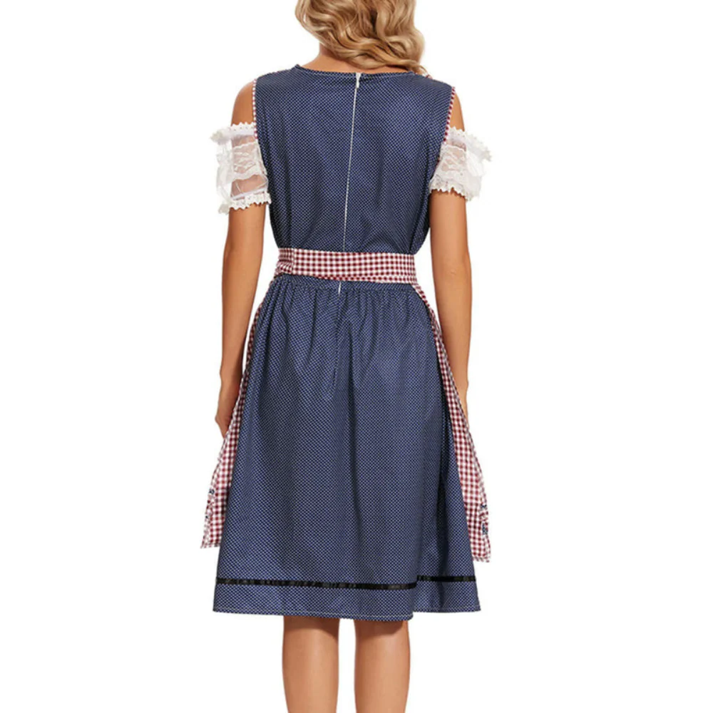 Damen Kariertes Klassisches Dirndlkleid | Midi - Image 2