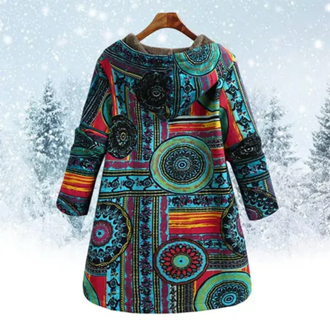 Damen Klassiker Blumen Kapuze Jacke | Winter - Image 2