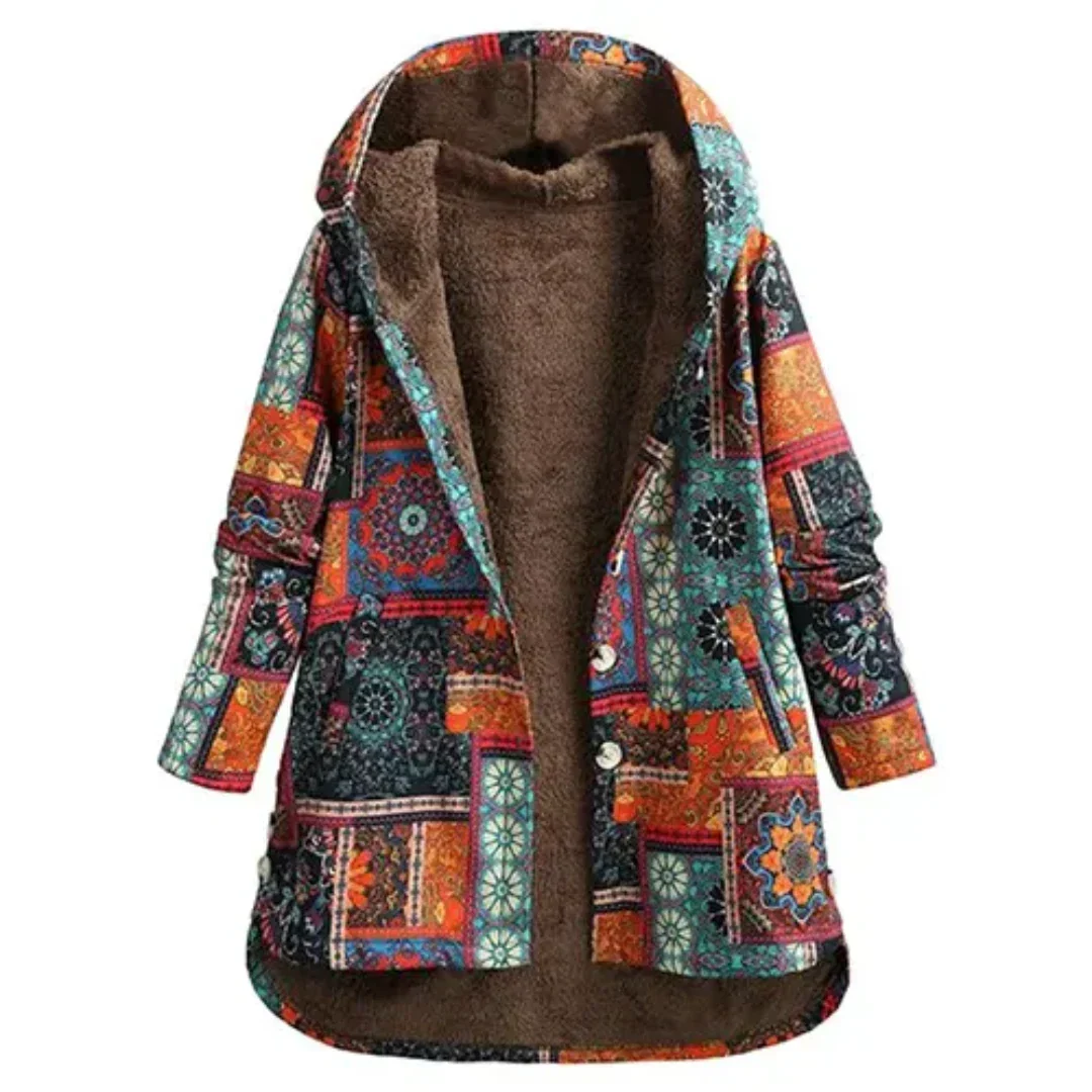 Damen Klassiker Blumen Kapuze Jacke | Winter - Image 3