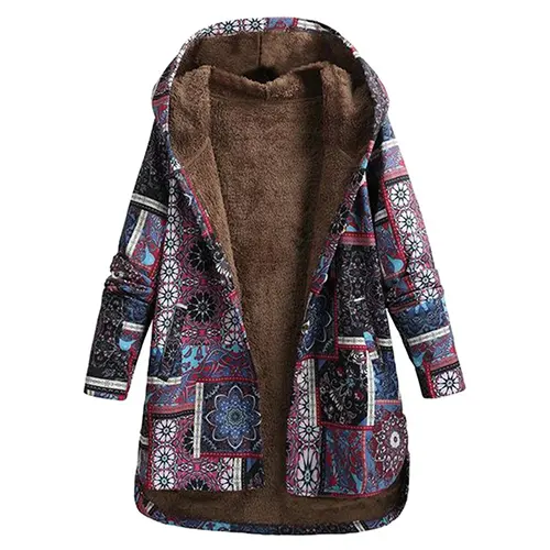 Damen Klassiker Blumen Kapuze Jacke | Winter - Image 4