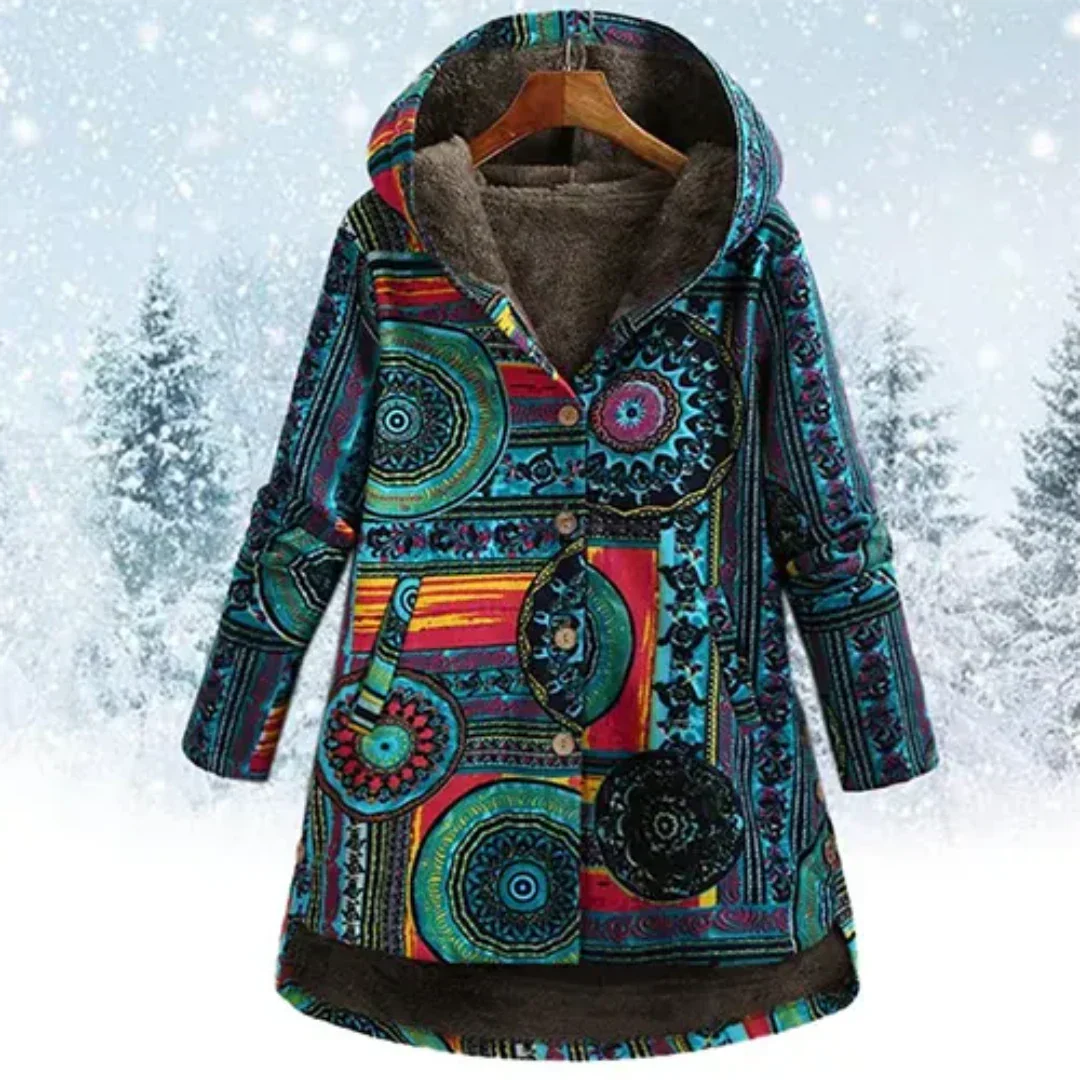 Damen Klassiker Blumen Kapuze Jacke | Winter - Image 5