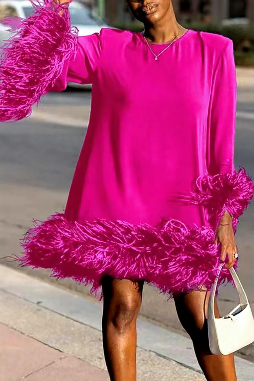 Damen Kleid | Kurze Linie mit Langarm und dekorativem Saumabschluss - Image 2
