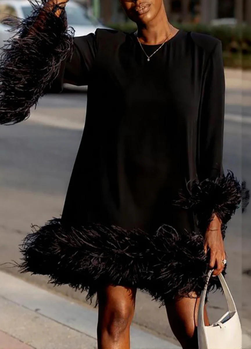 Damen Kleid | Kurze Linie mit Langarm und dekorativem Saumabschluss - Image 3