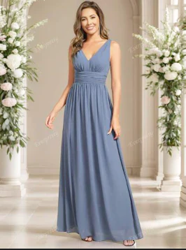 Damen Kleid Maxi | V-Ausschnitt und fließender Saumabschluss - Image 5