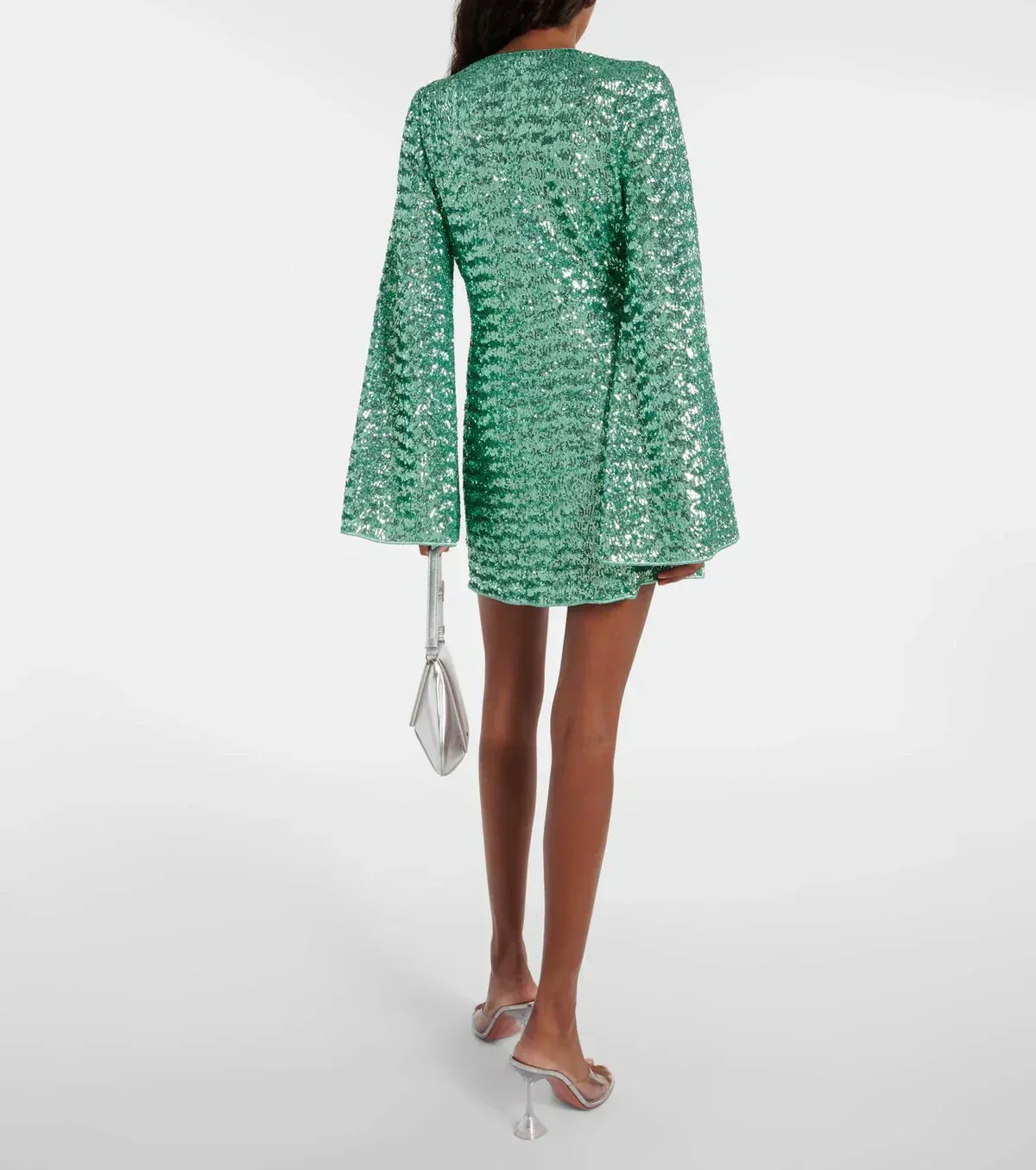 Damen Kleid | mini-Länge mit V-Ausschnitt und weiten Ärmeln - Image 4