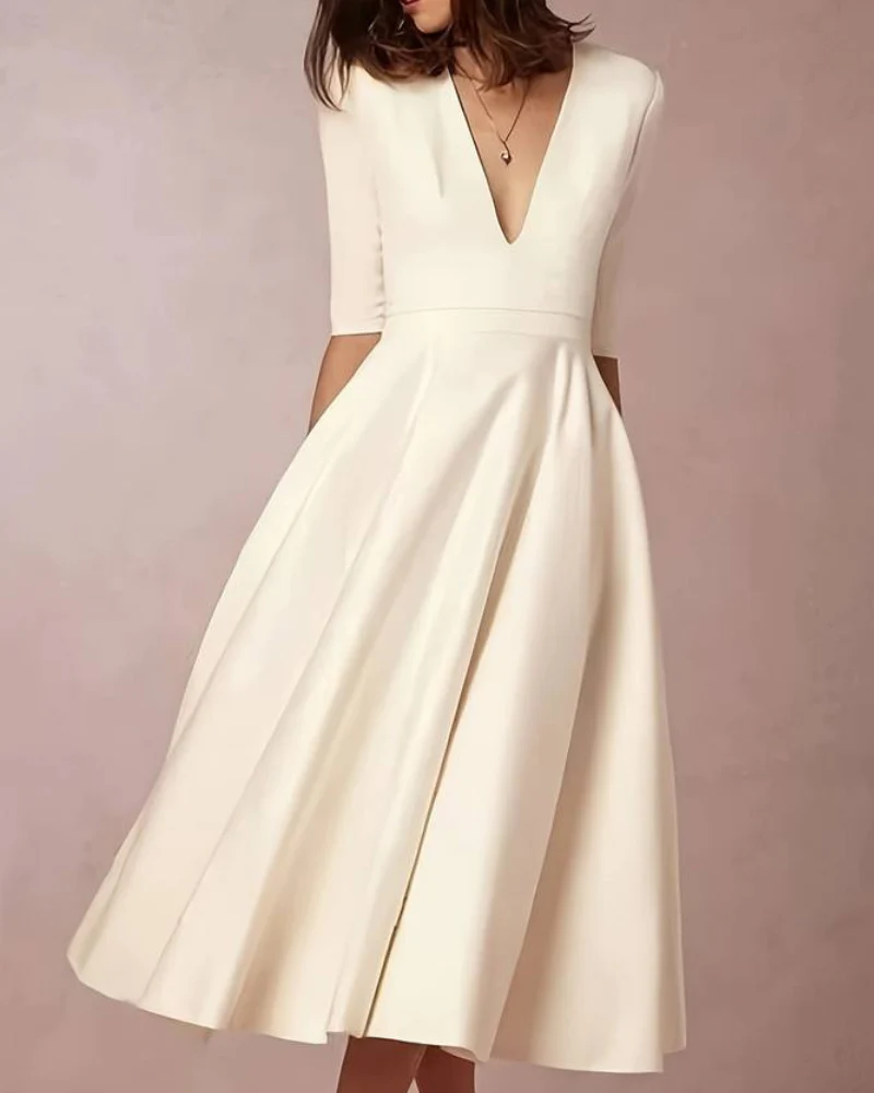 Damen Kleid mit weitem Rock | Elegantes Midikleid für Feier & Anlass - Image 4