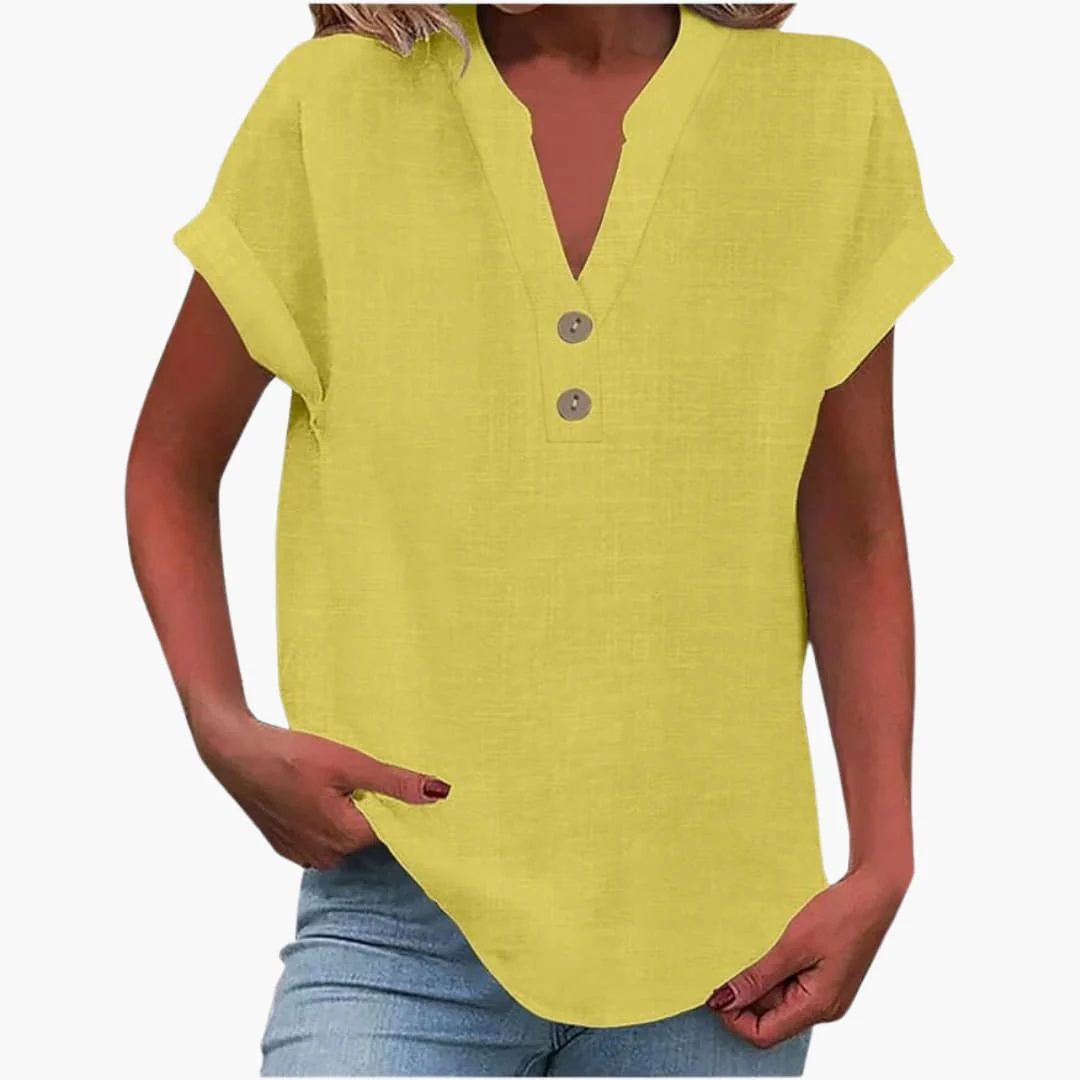 Damen Kurzarmshirt mit V-Ausschnitt und lockerer Passform - Image 2