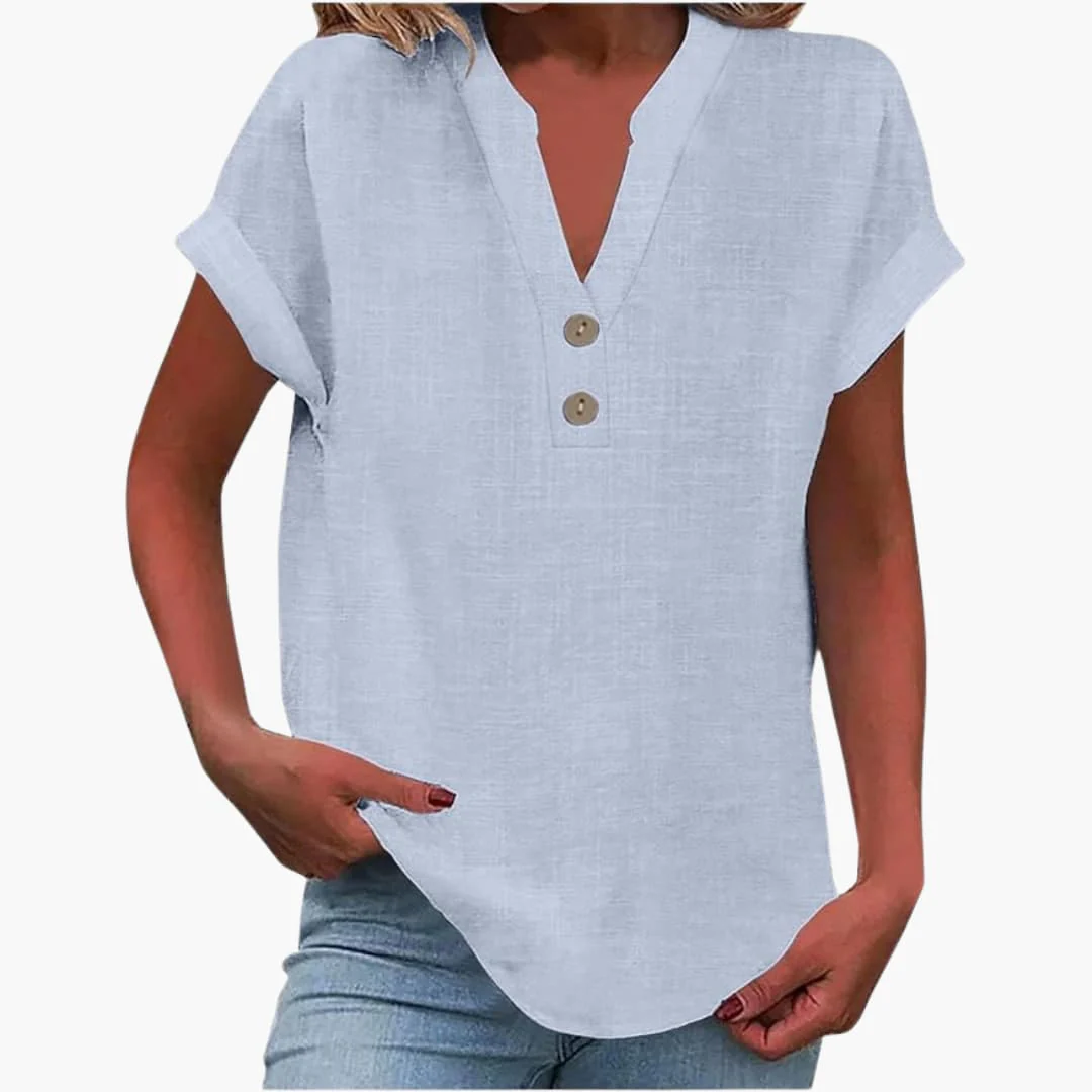 Damen Kurzarmshirt mit V-Ausschnitt und lockerer Passform - Image 6