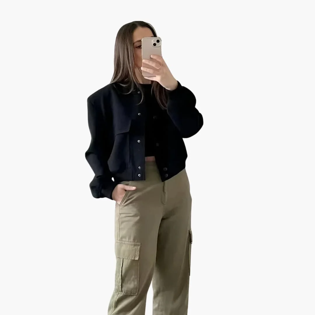 Damen kurze Bomberjacke mit Klappentaschen - Image 3