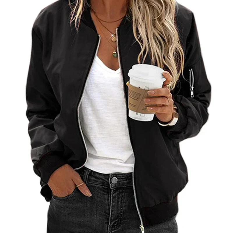 Damen Kurze Bomberjacke | Reißverschluss - Image 3