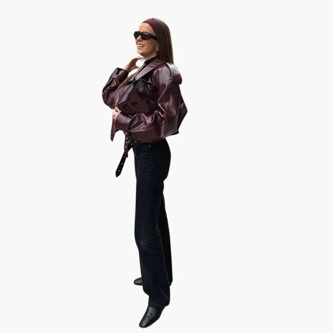 Damen Kurzjacke mit Reverskragen und Frontreißverschluss - Image 2