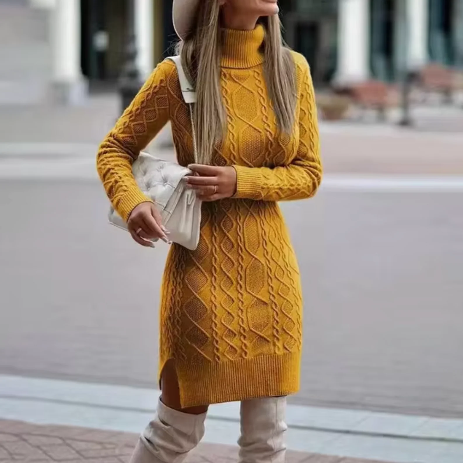 Damen Langarm Strickkleid | Midi - Image 3