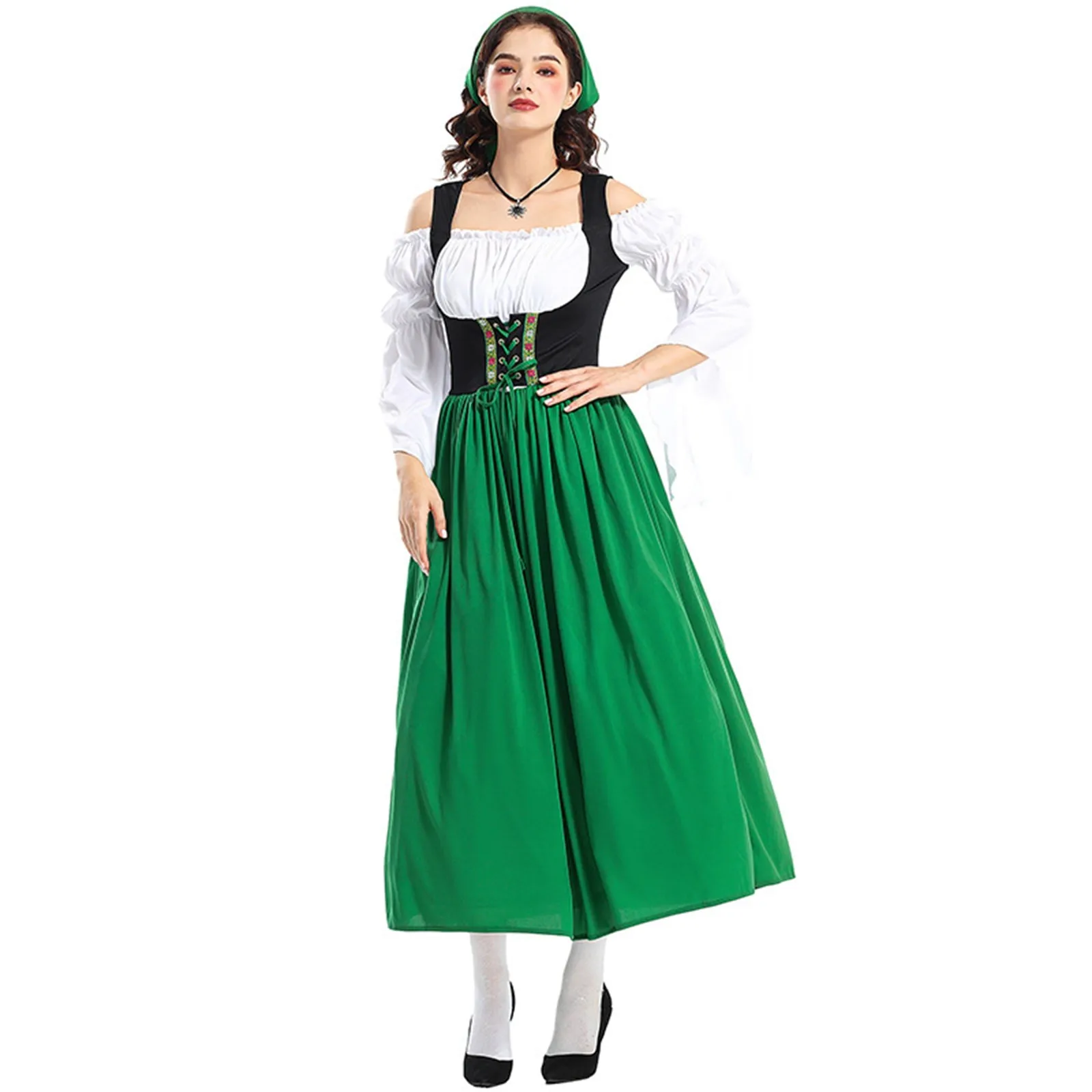Damen Lange Oktoberfest Dirndl Kleid - Image 2