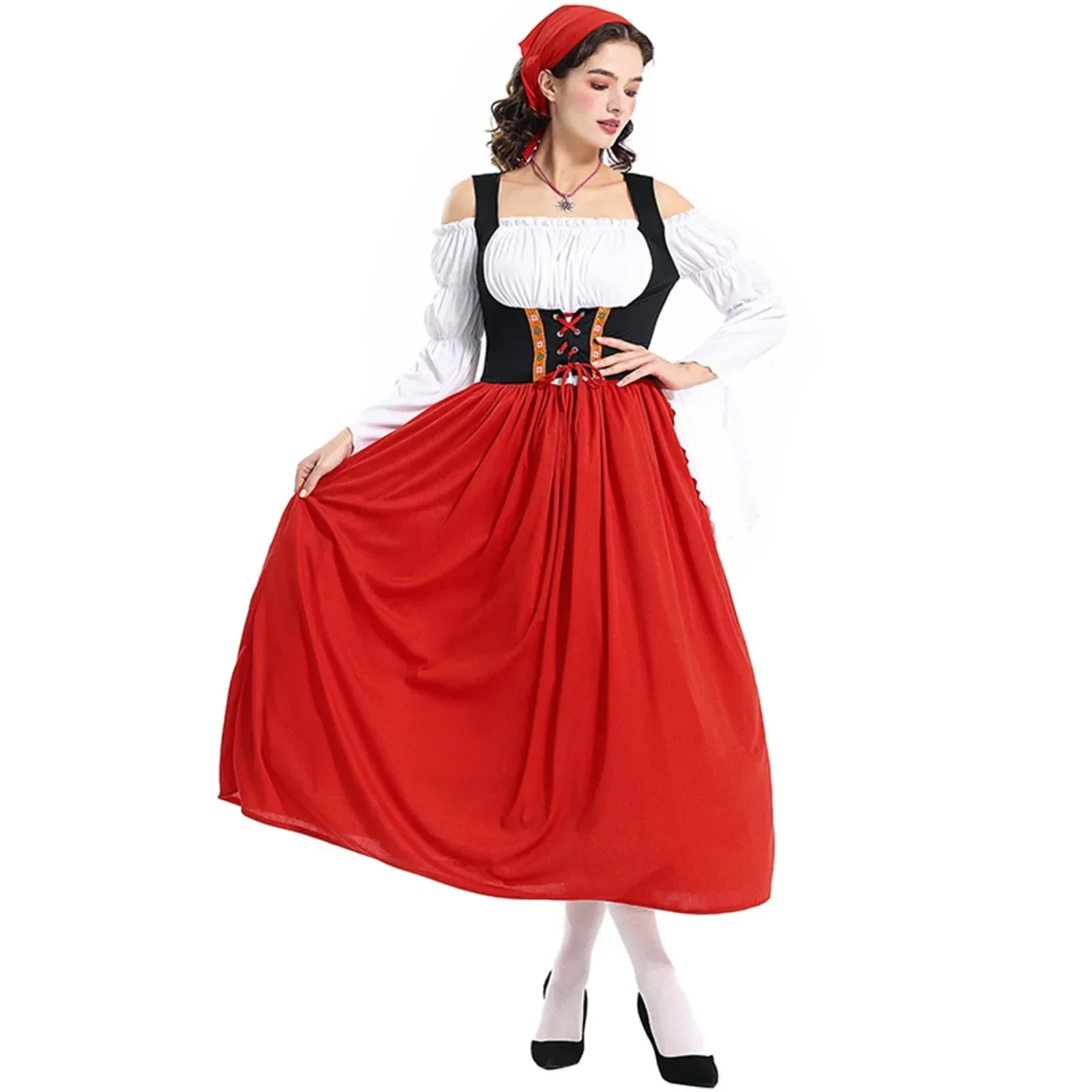Damen Lange Oktoberfest Dirndl Kleid - Image 3