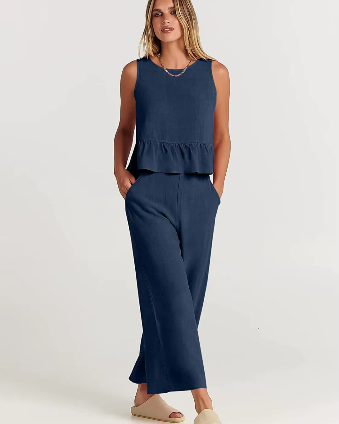 Damen Lässig Leichte Zweiteiliges Set | Hose und Oberteil - Image 3