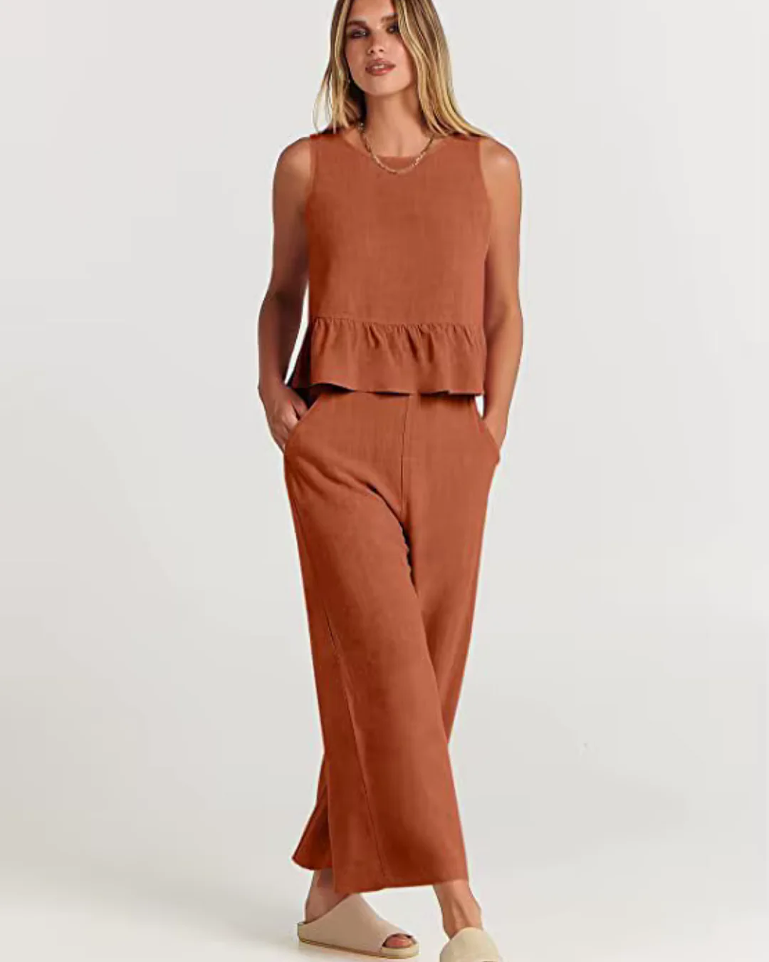 Damen Lässig Leichte Zweiteiliges Set | Hose und Oberteil - Image 4