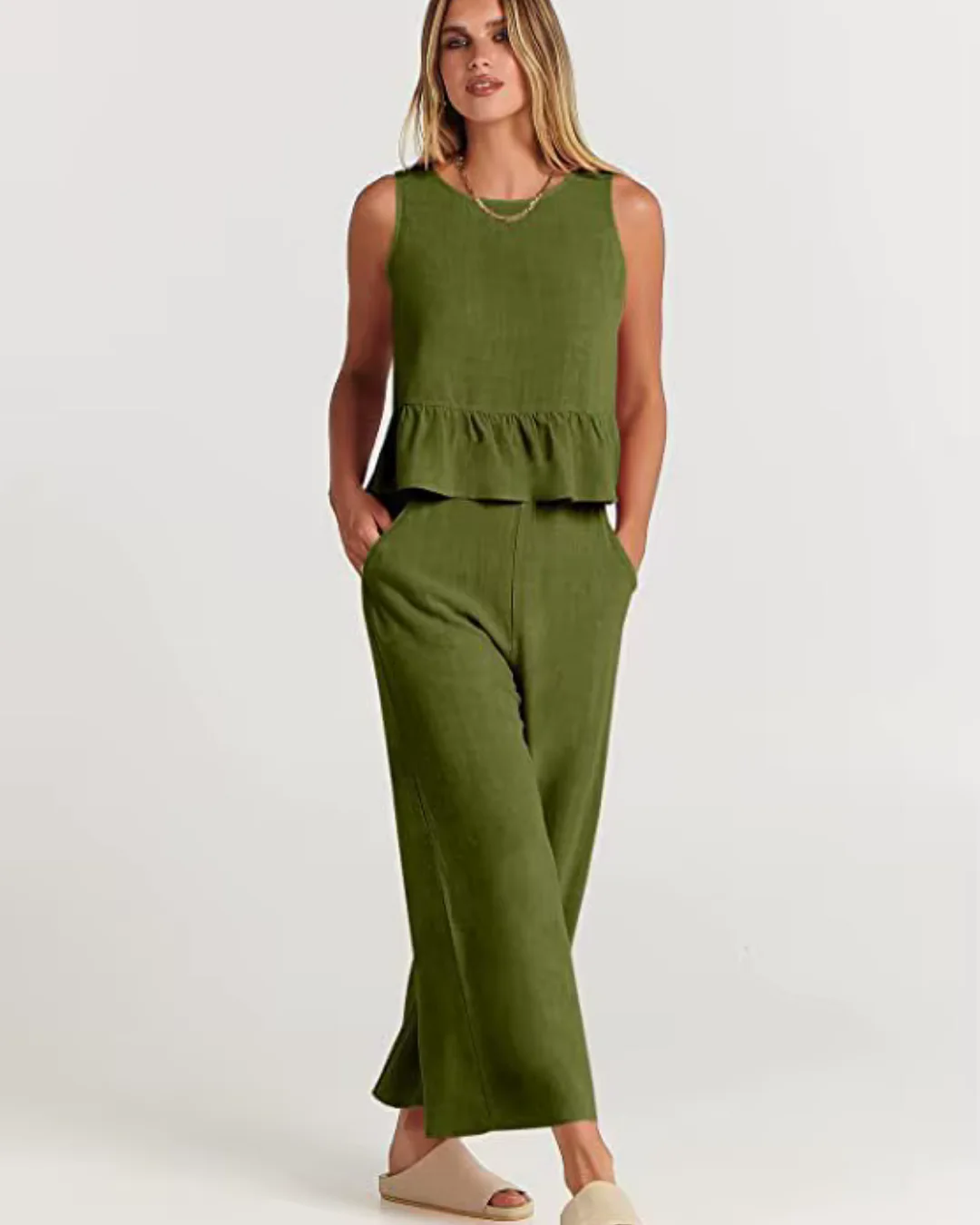 Damen Lässig Leichte Zweiteiliges Set | Hose und Oberteil - Image 6