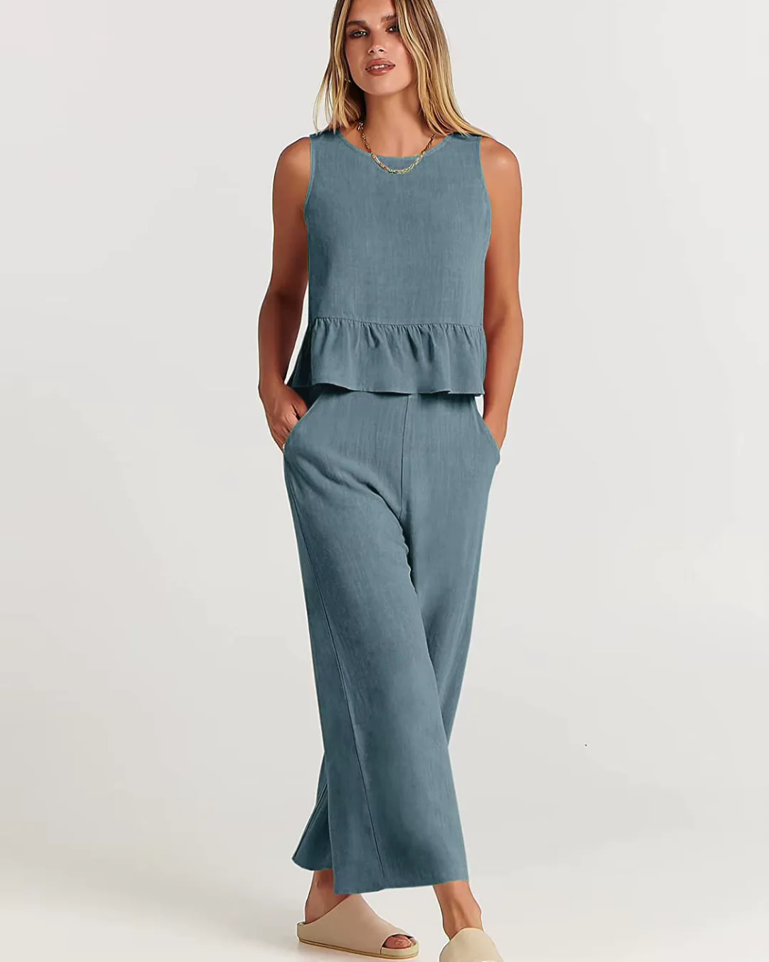 Damen Lässig Leichte Zweiteiliges Set | Hose und Oberteil - Image 8