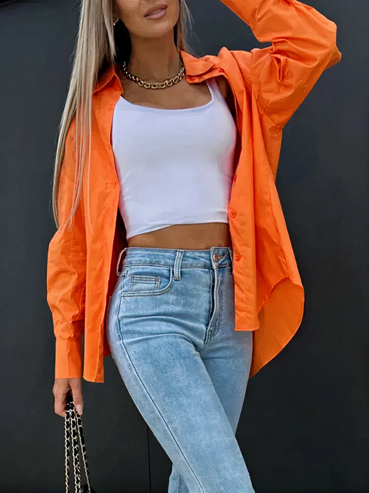 Damen lässige Bluse mit Knopfleiste | Langarm - Image 3
