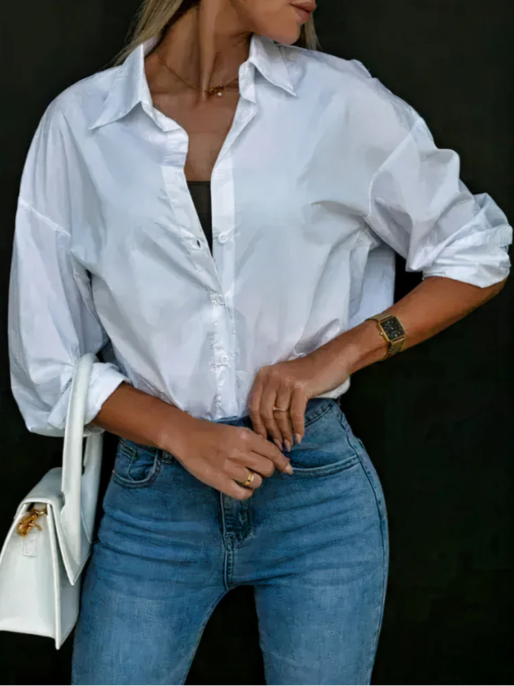 Damen lässige Bluse mit Knopfleiste | Langarm - Image 5