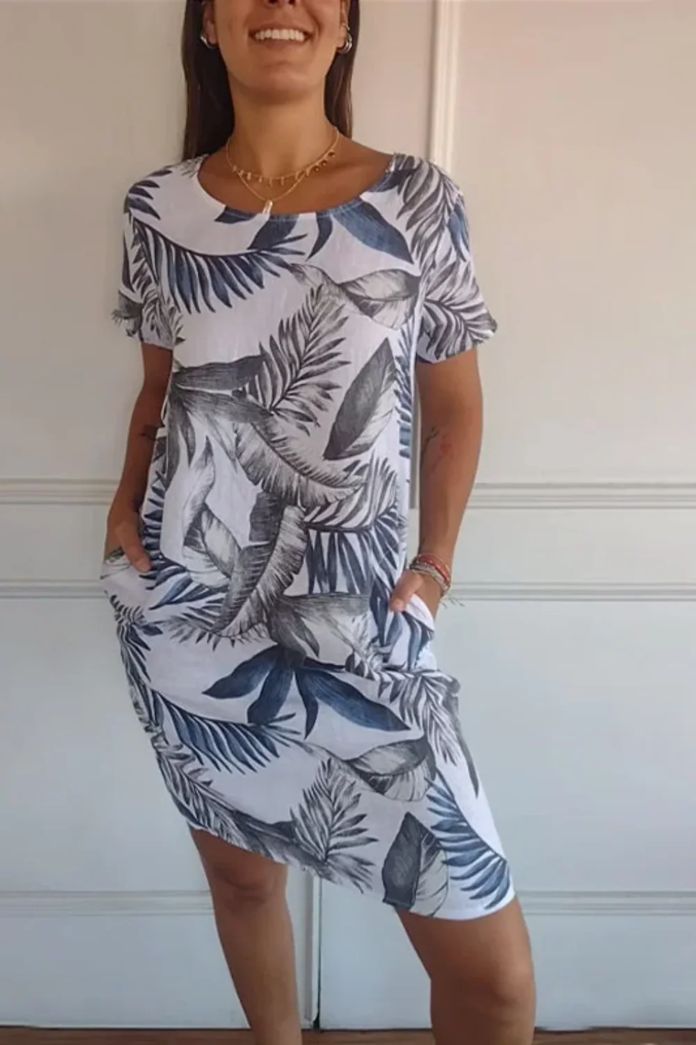 Damen lässiges geblümtes Kleid mit Taschen | Mini - Image 7