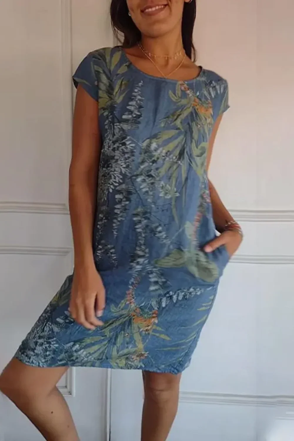 Damen lässiges geblümtes Kleid mit Taschen | Mini - Image 8