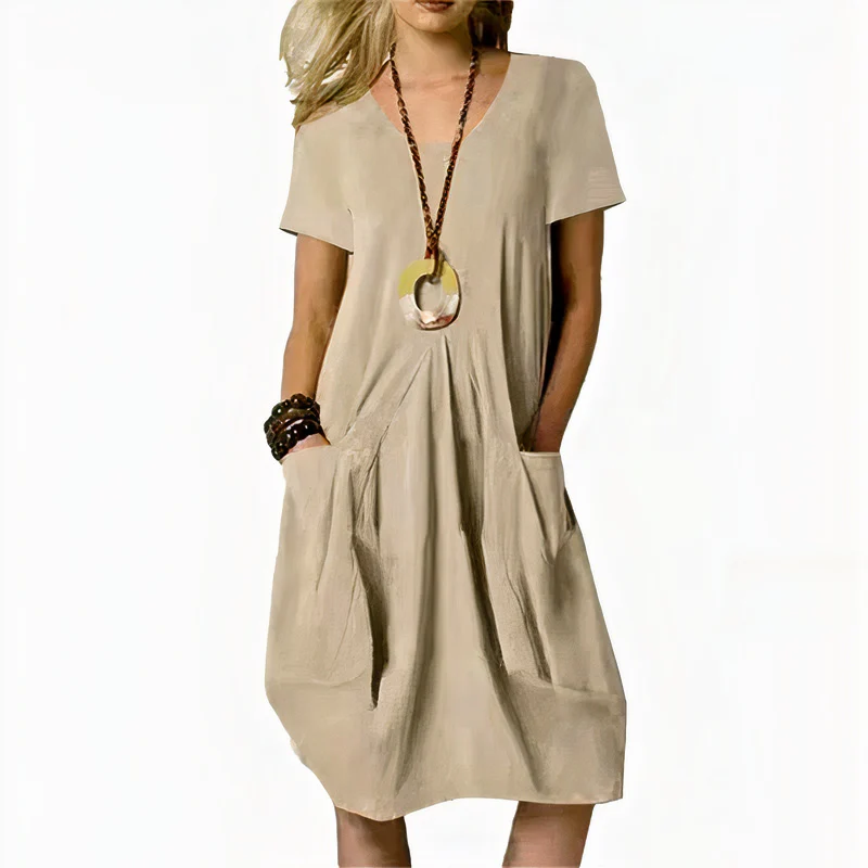 Damen lässiges Kleid mit Taschen | Midi - Image 2