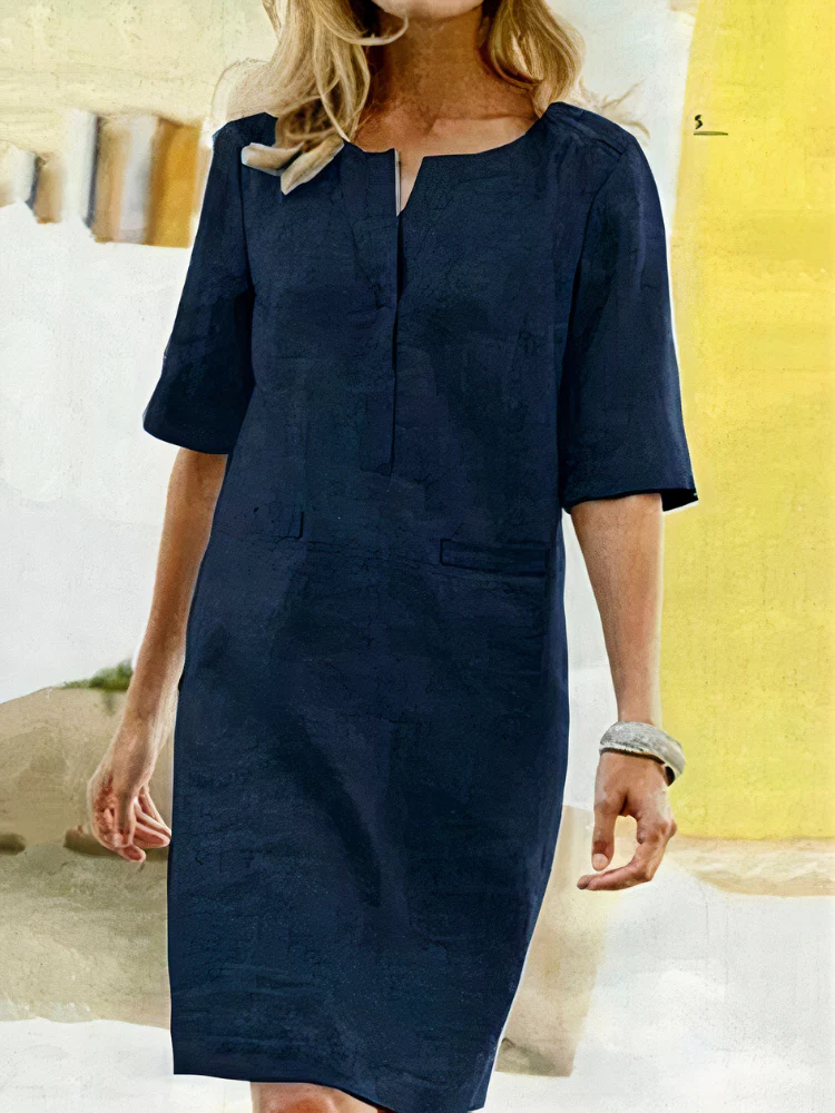 Damen lässiges kurzärmliges Kleid | Midi - Image 3