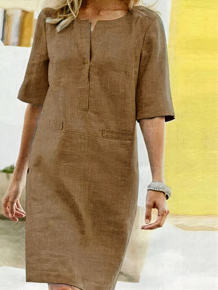 Damen lässiges kurzärmliges Kleid | Midi - Image 4