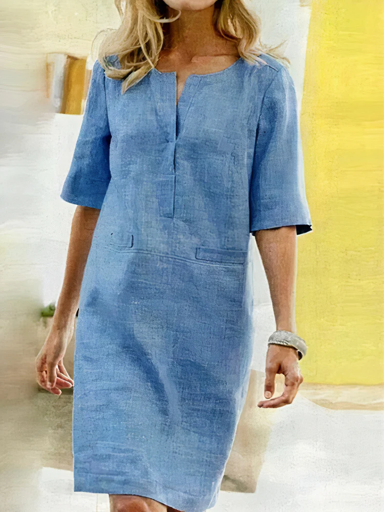 Damen lässiges kurzärmliges Kleid | Midi - Image 6