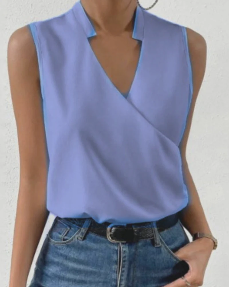 Damen Lässiges V-Ausschnitt Top | Sommer Tops Damen - Image 2