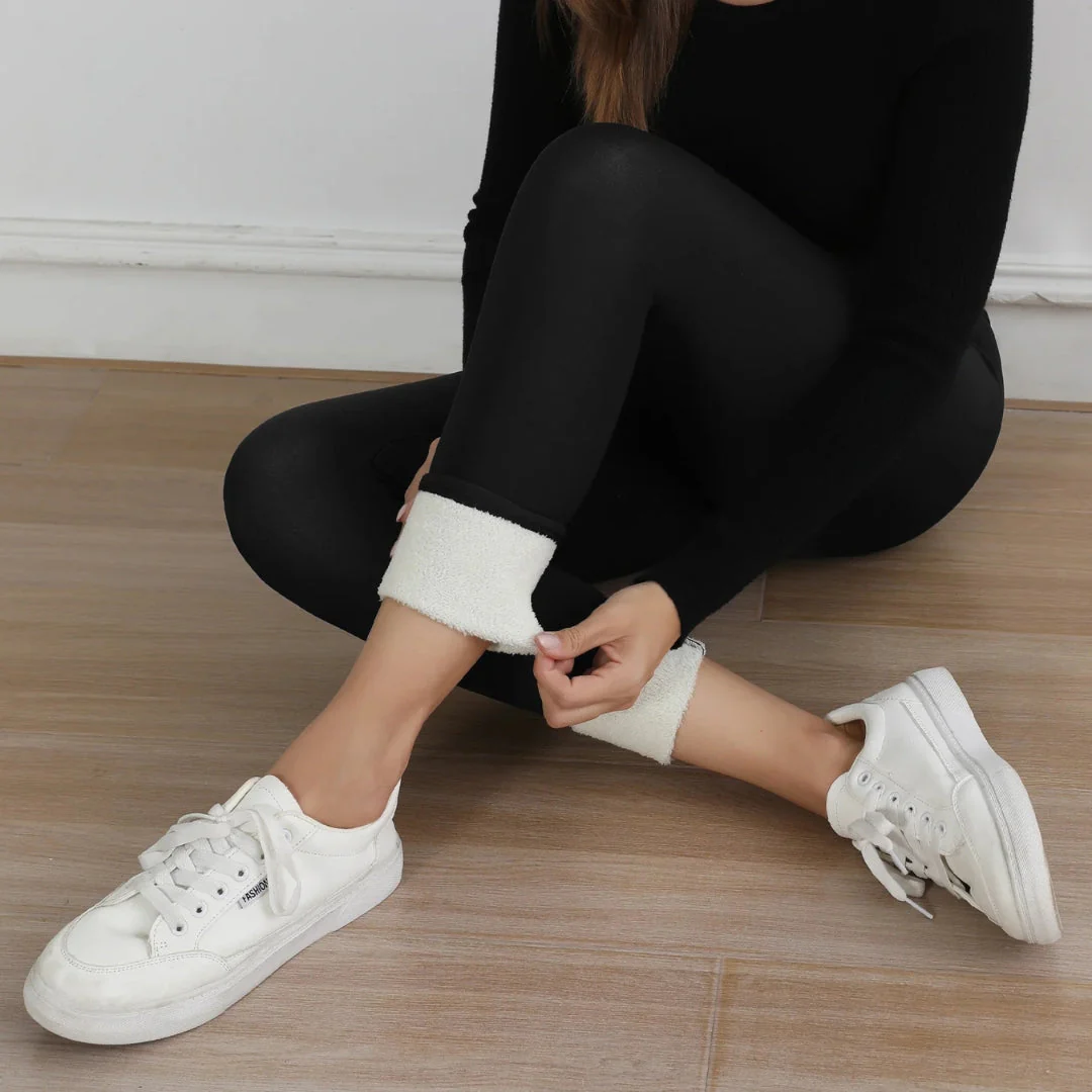 Damen Leggings | Fleece Ausführung blickdicht elastischer Bund - Image 9