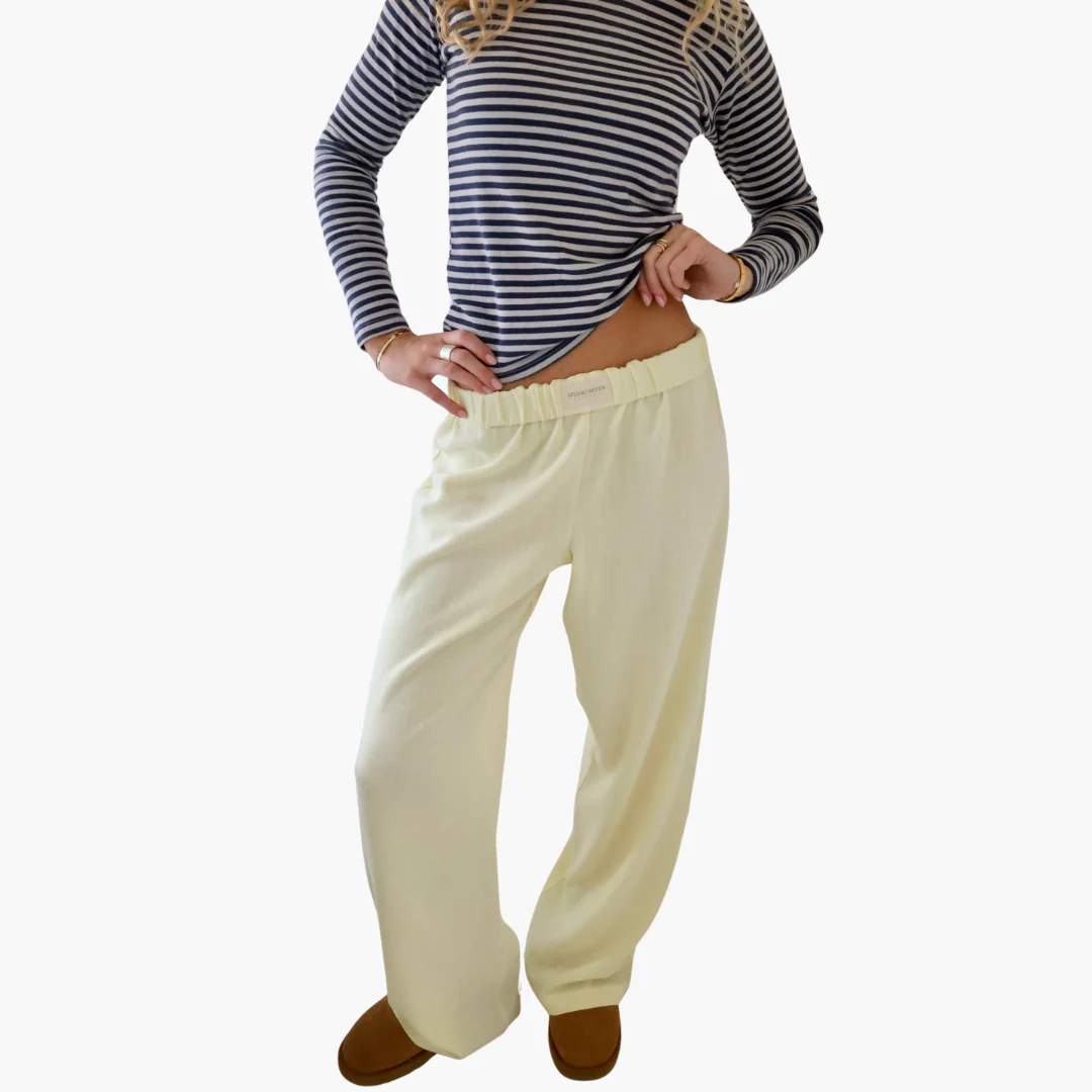 Damen Loungehose mit elastischem Bund und weitem Bein - Image 10