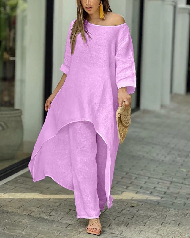 Damen Loungewear-Set mit luftigem Top und High-Waist-Hose – entspannt für den Sommer - Image 4