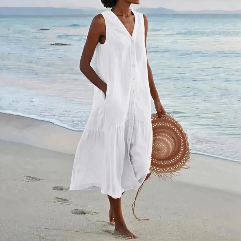 Damen luftiges ärmelloses Strandkleid | Midi - Image 6