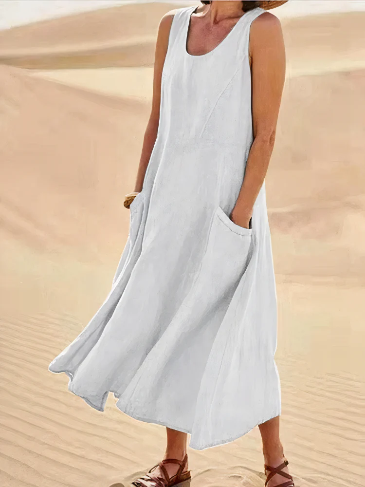 Damen luftiges Sommerkleid mit Taschen | Midi - Image 2