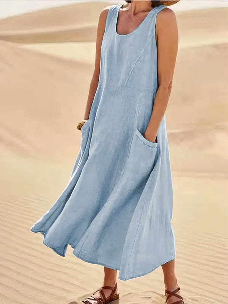 Damen luftiges Sommerkleid mit Taschen | Midi - Image 5