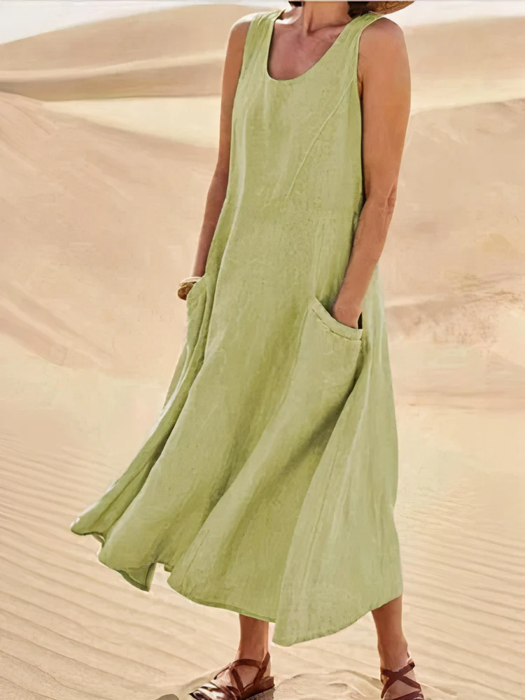 Damen luftiges Sommerkleid mit Taschen | Midi - Image 7