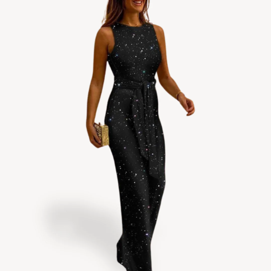 Damen Maxi Jumpsuit Glamour Pailletten