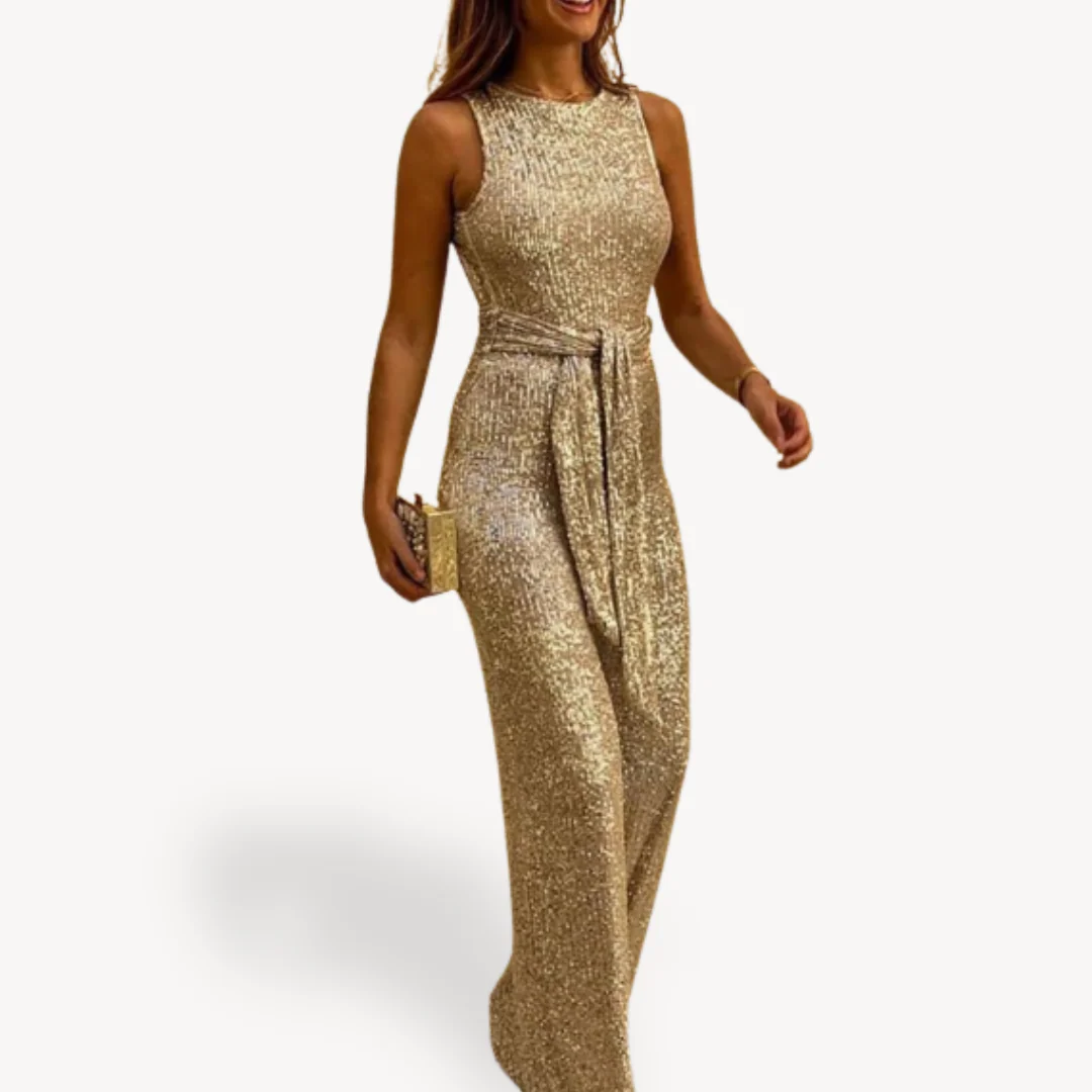 Damen Maxi Jumpsuit Glamour Pailletten - Image 3