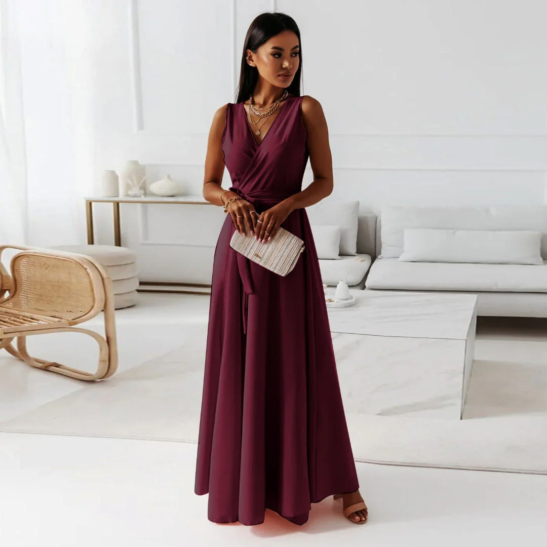 Damen-Maxikleid in Wickeloptik | ärmellose Ausführung - Image 4