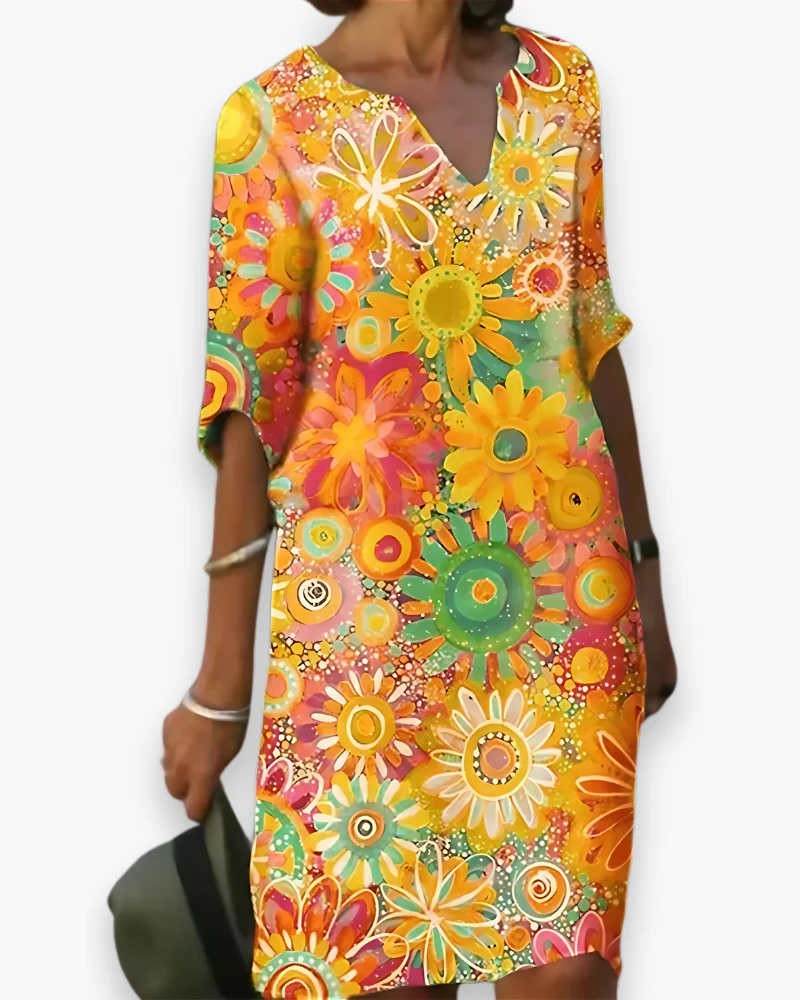 Damen Midi Kleid mit V-Ausschnitt | Blumenlook - Image 2