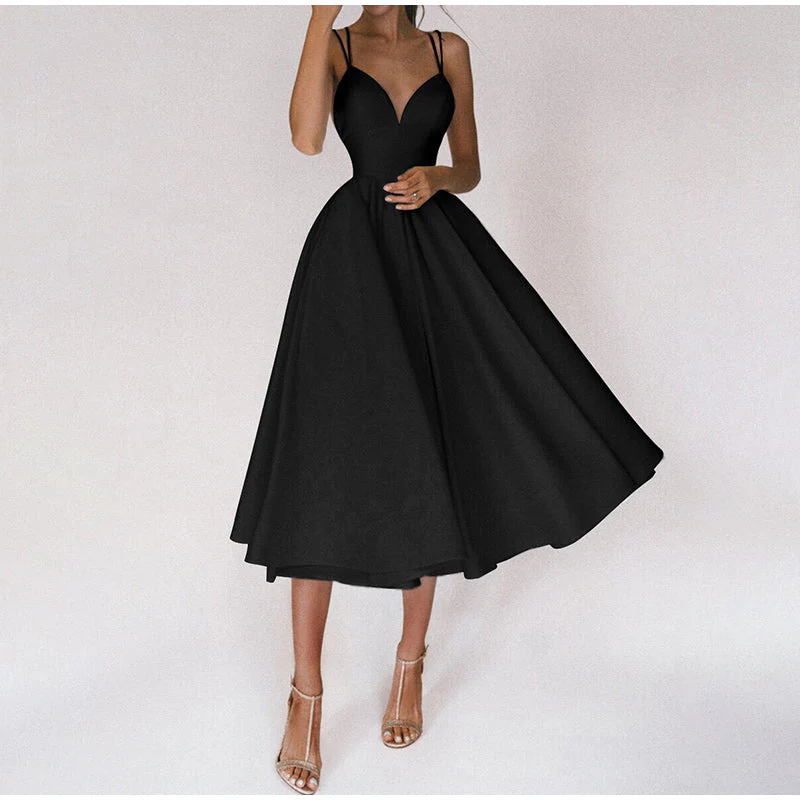 Damen-Midiabendkleid mit V-Ausschnitt | sachliche Linienführung - Image 6