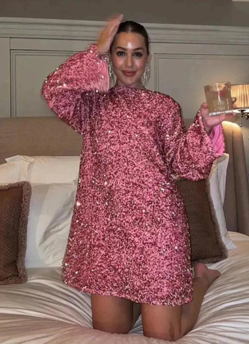 Damen Minikleid | Lange Ärmel schlichte Passform kurze Länge - Image 11