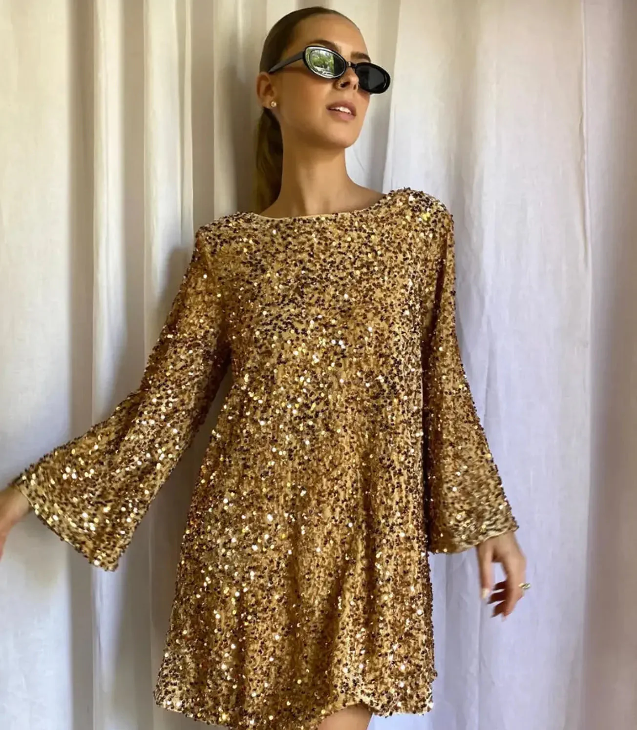 Damen Minikleid | Lange Ärmel schlichte Passform kurze Länge - Image 12
