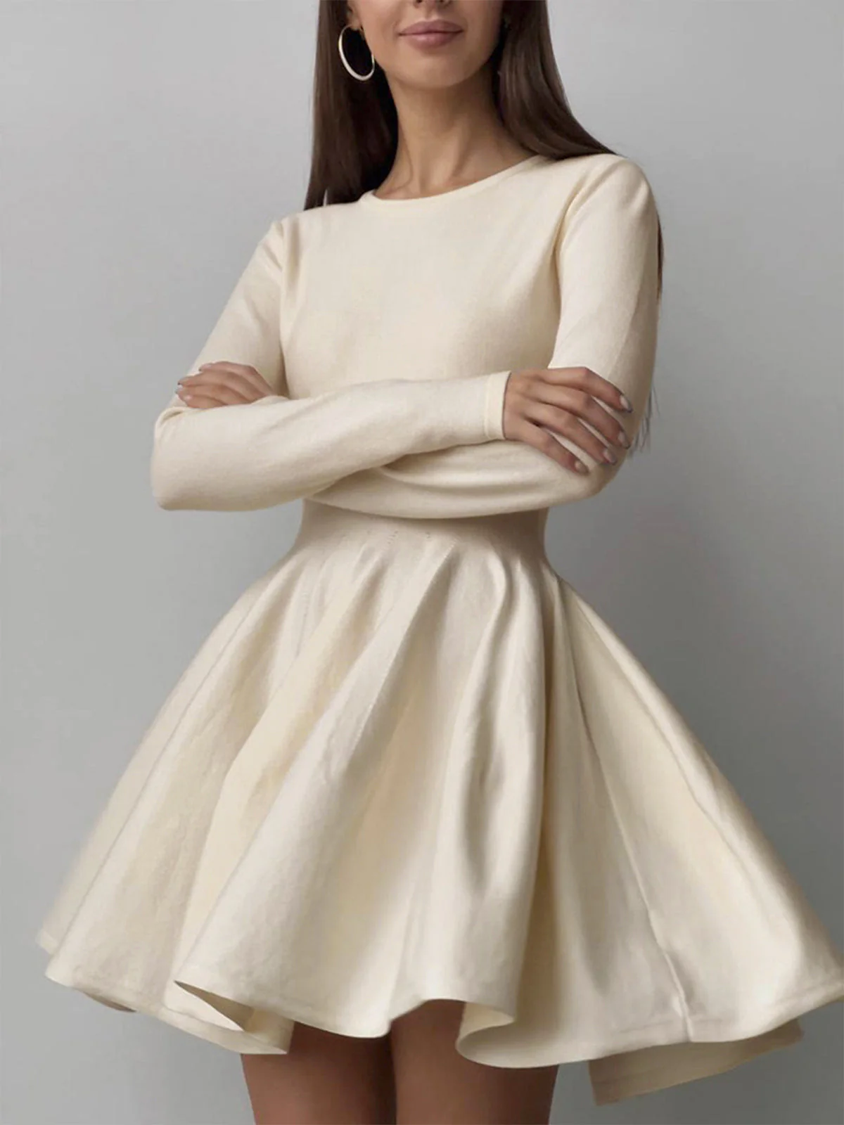 Damen Minikleid | Taillennahe Schnittführung lange Ärmel kurze Form - Image 10