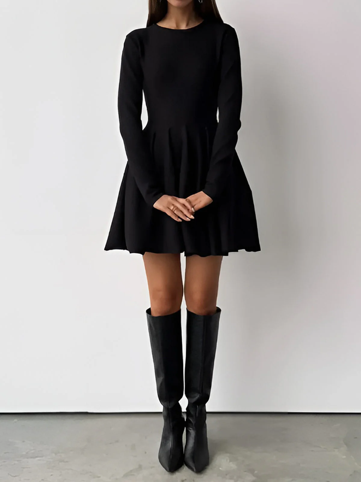 Damen Minikleid | Taillennahe Schnittführung lange Ärmel kurze Form - Image 12