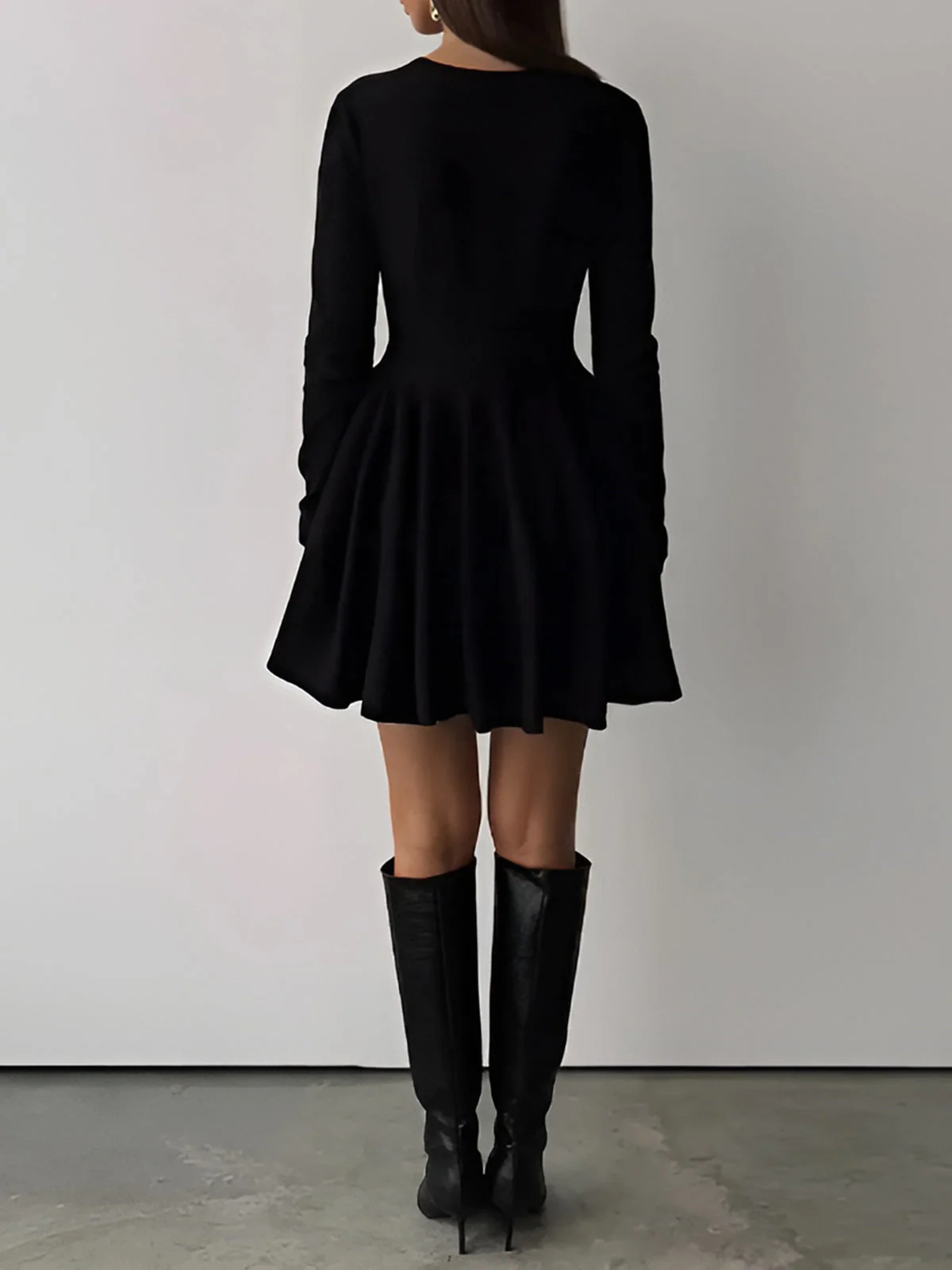 Damen Minikleid | Taillennahe Schnittführung lange Ärmel kurze Form - Image 7