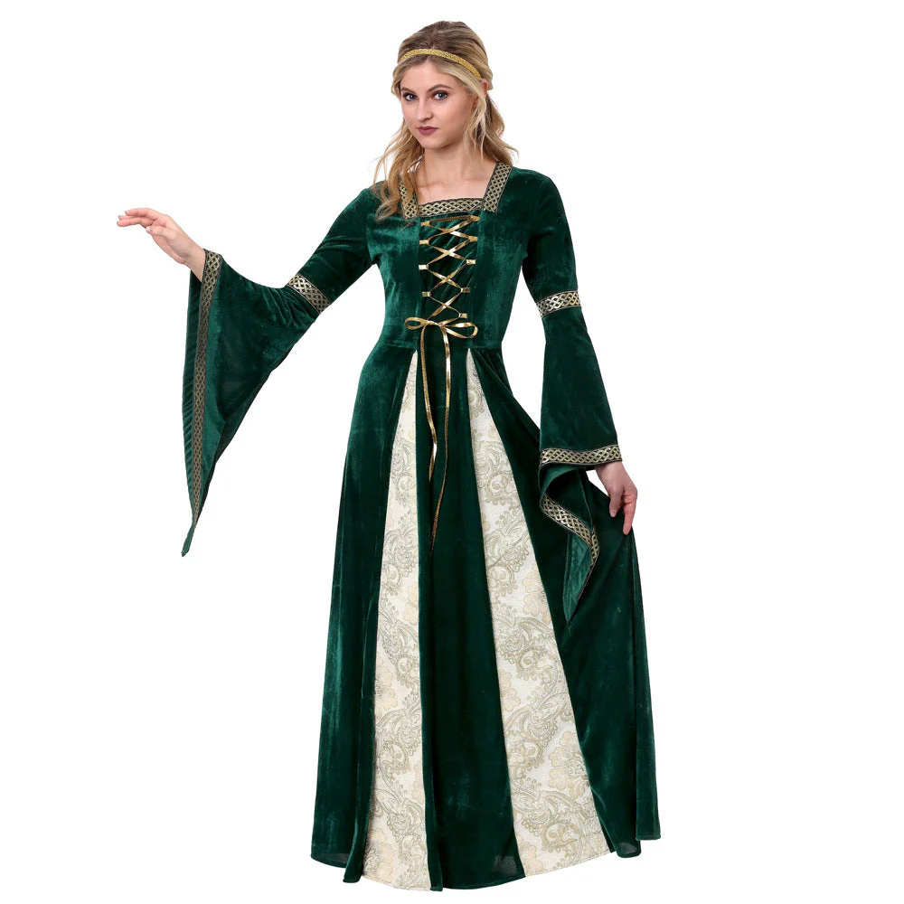 Damen Mittelalterliches Halloween-Kostümkleid | Schnürung & Trompetenärmel - Image 2